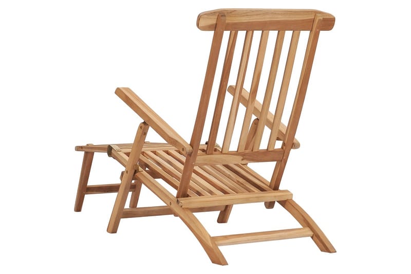 Däckstolar med fotpallar och bord massiv teak - Brun - Utemöbler - Utestolar & fåtöljer - Solstol - Däckstol