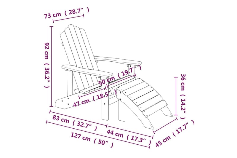 Däckstol för trädgården med pall och bord HDPE antracit - Antracit - Däckstol