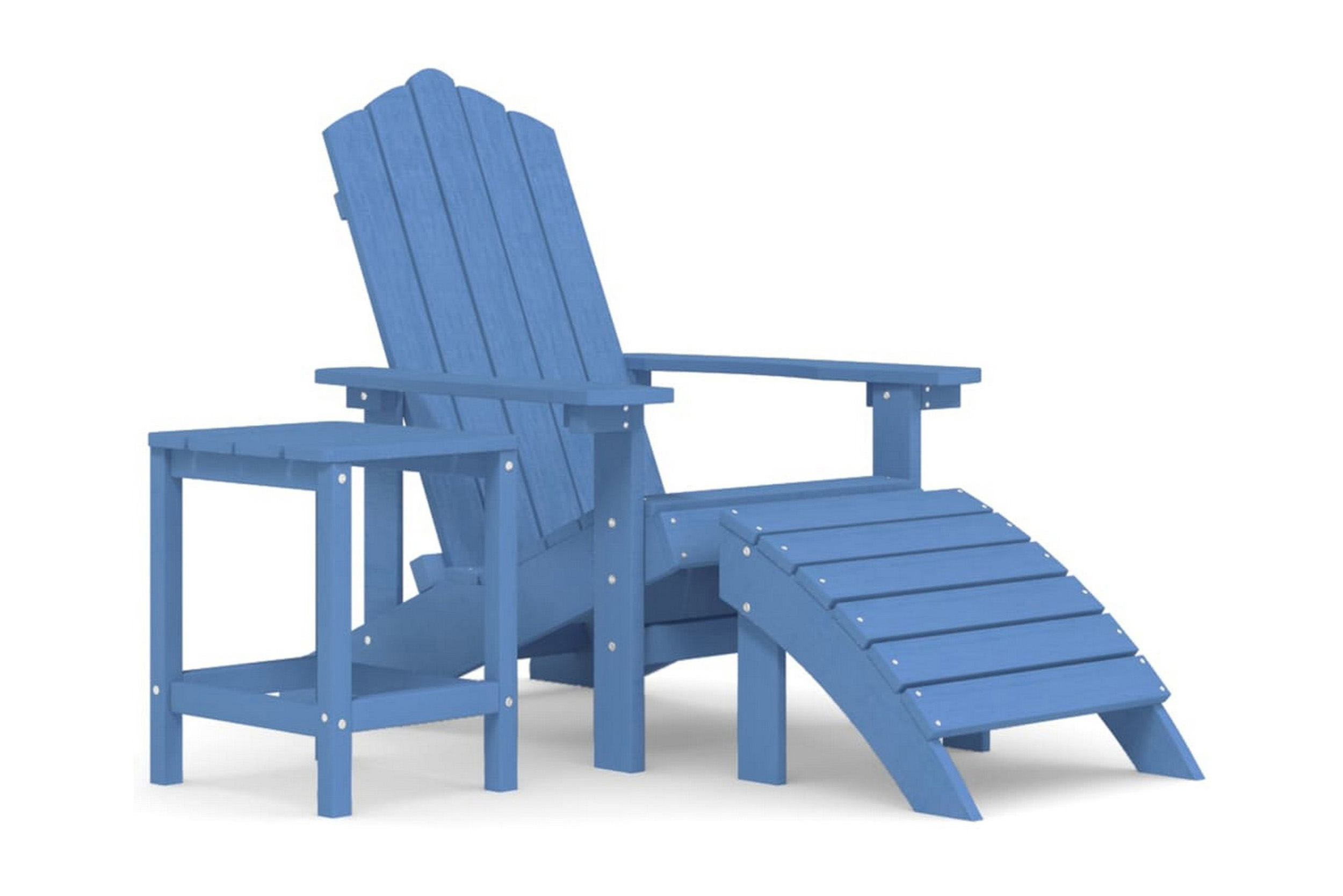 Däckstol för trädgården med pall och bord HDPE aquablå – Blå