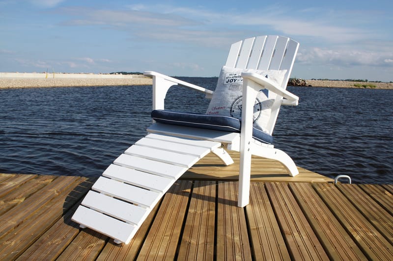 Rolston Däckstol med Fotpall - Vit - Utemöbler - Utestolar & fåtöljer - Solstol - Däckstol