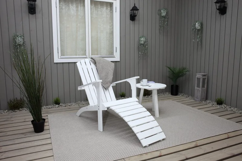 Rolston Däckstol med Fotpall - Vit - Utemöbler - Utestolar & fåtöljer - Solstol - Däckstol