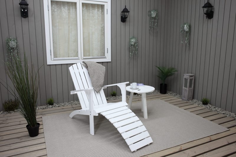 Rolston Däckstol med Fotpall - Vit - Utemöbler - Utestolar & fåtöljer - Solstol - Däckstol