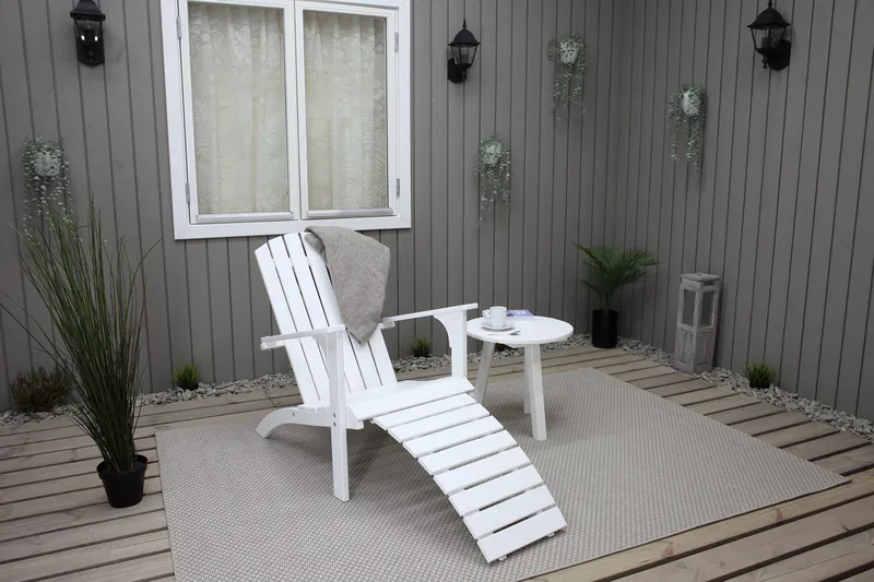 Rolston Däckstol med Fotpall - Vit - Utemöbler - Utestolar & fåtöljer - Solstol - Däckstol