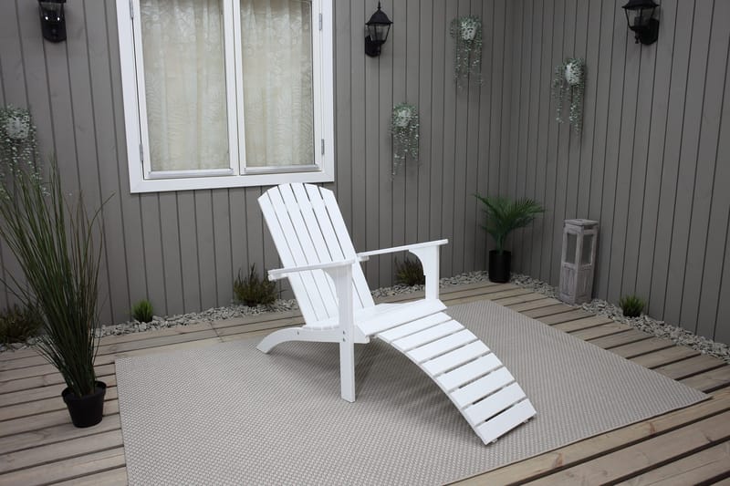 Rolston Däckstol med Fotpall - Vit - Utemöbler - Utestolar & fåtöljer - Solstol - Däckstol