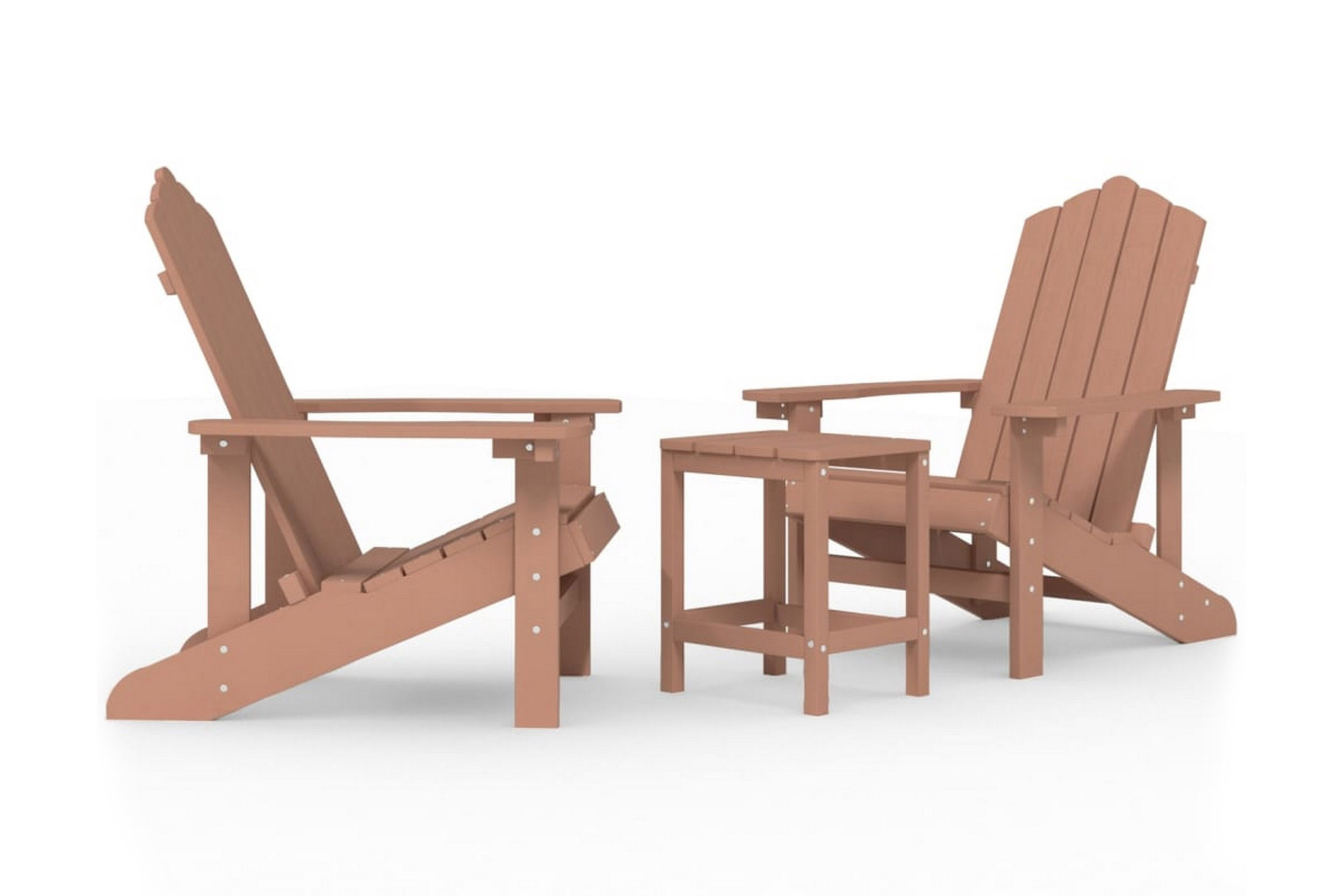 Däckstolar för trädgården med bord HDPE brun – Brun