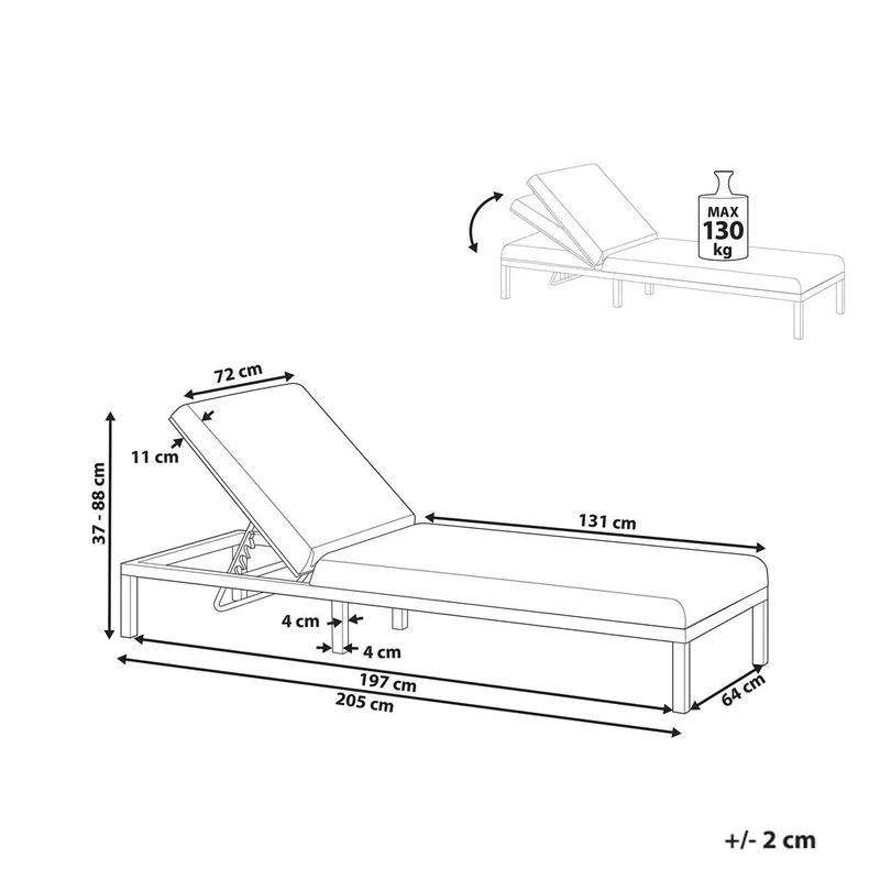 Solstol Lariano - Beige, svart - Utemöbler - Utestolar & fåtöljer - Solstol