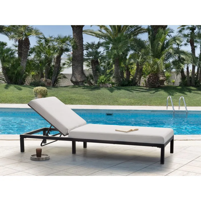 Solstol Lariano - Beige, svart - Utemöbler - Utestolar & fåtöljer - Solstol