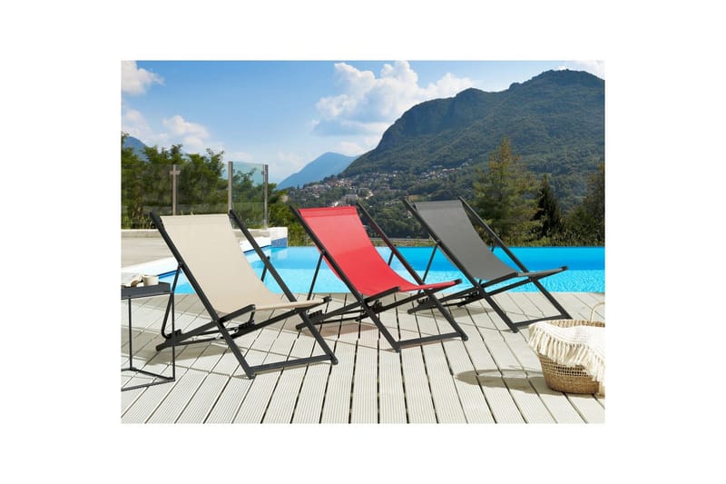 Solstol Locri Ii - Röd, Svart - Utemöbler - Utestolar & fåtöljer - Solstol