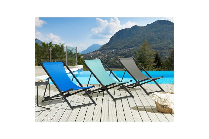 Solstol Locri Ii - Turkos, Svart - Utemöbler - Utestolar & fåtöljer - Solstol