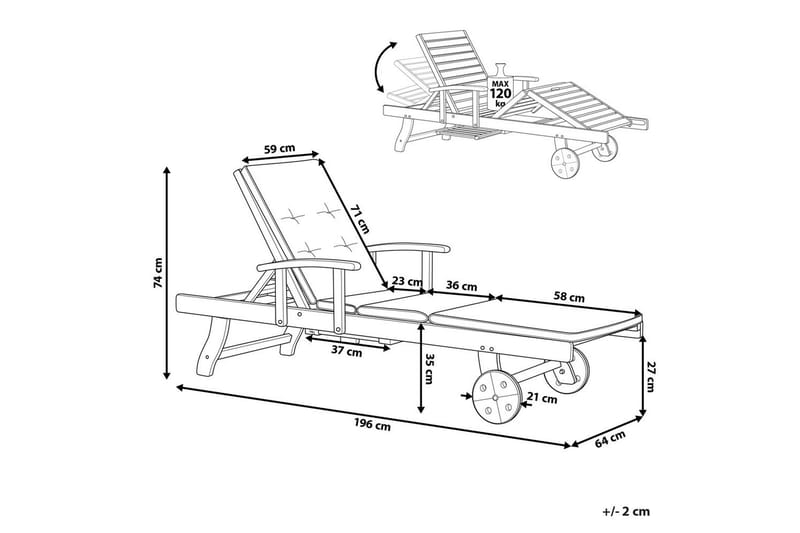 Solstol med dyna Amantea - Utemöbler - Utestolar & fåtöljer - Solsängar & solvagnar