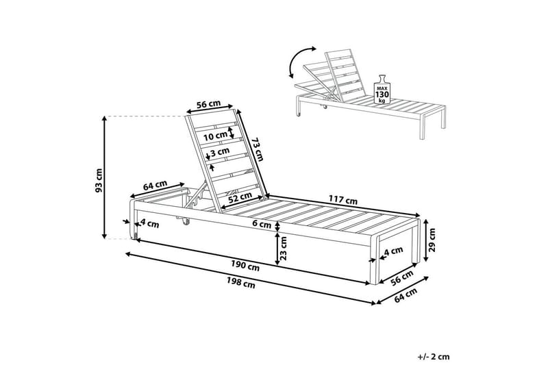 Solstol Nardo - Ljus trä, svart - Utemöbler - Utestolar & fåtöljer - Solsängar & solvagnar