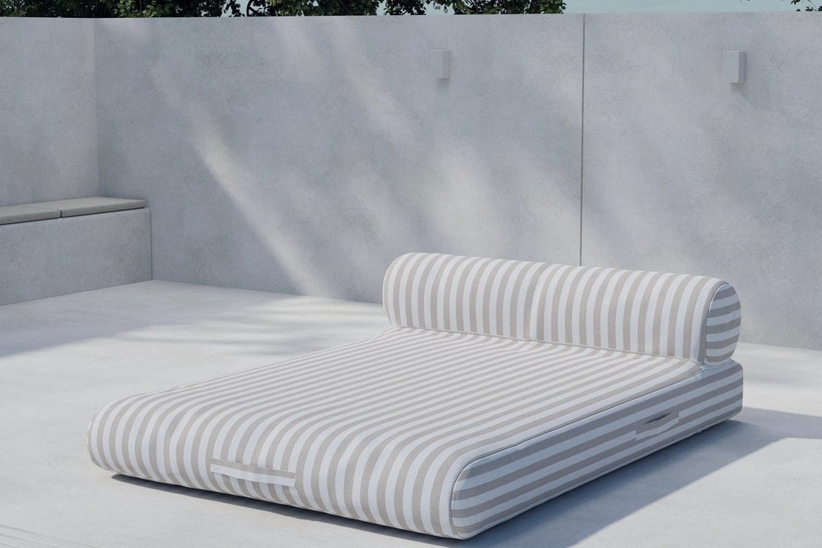 Solstol Redang Utomhus - Beige och vita r&auml;nder