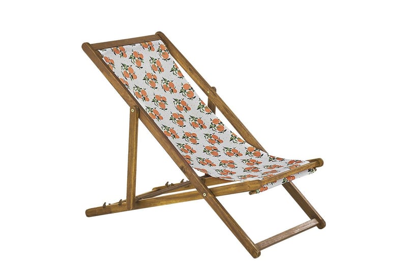 Solstol set om 2 Anzio - ljust trä/off-white apelsinmönster - Utemöbler - Utestolar & fåtöljer - Solstol