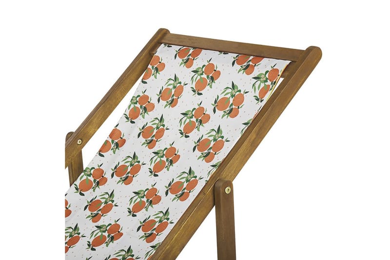 Solstol set om 2 Anzio - ljust trä/off-white apelsinmönster - Utemöbler - Utestolar & fåtöljer - Solstol