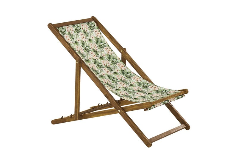 Solstol set om 2 Anzio - ljust trä/off-white blommigt mönster - Utemöbler - Utestolar & fåtöljer - Solstol