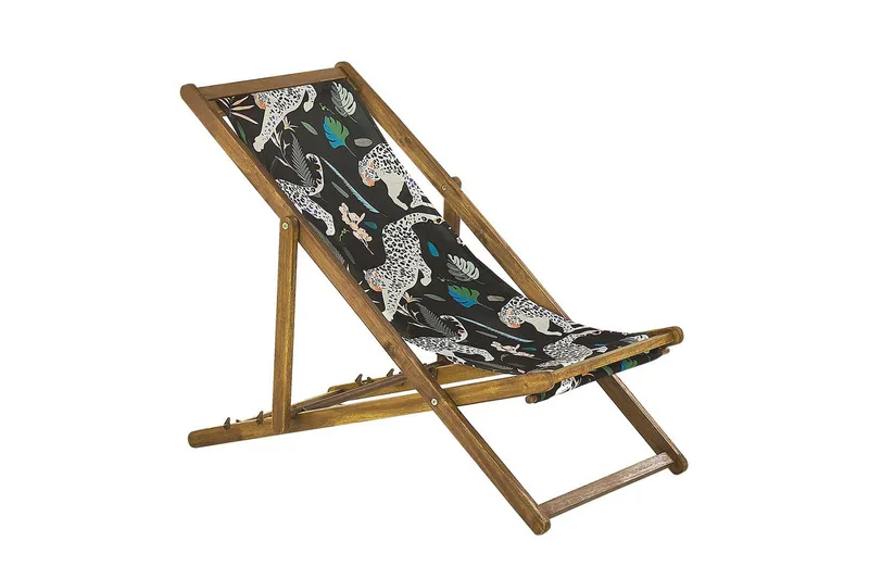 Solstol set om 2 Anzio - ljust trä/off-white djurmönster - Utemöbler - Utestolar & fåtöljer - Solstol