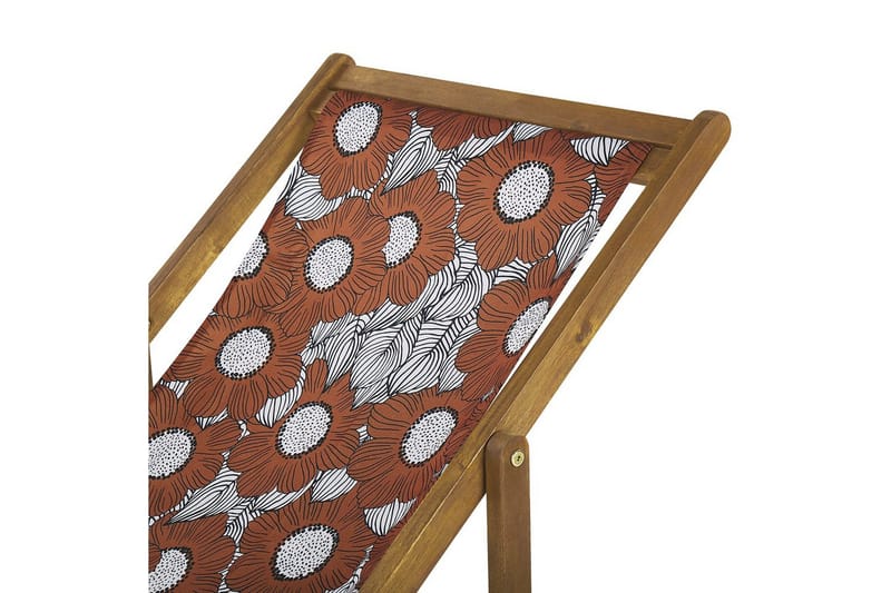 Solstol set om 2 Anzio - ljust trä/off-white vallmomönster - Utemöbler - Utestolar & fåtöljer - Solstol