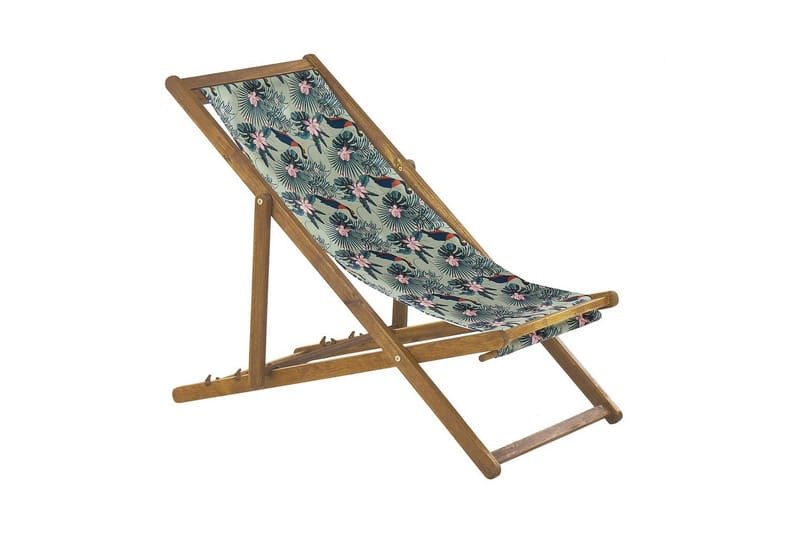 Solstol set om 2 Anzio - ljust trä/off-white pelikanmönster - Utemöbler - Utestolar & fåtöljer - Solstol