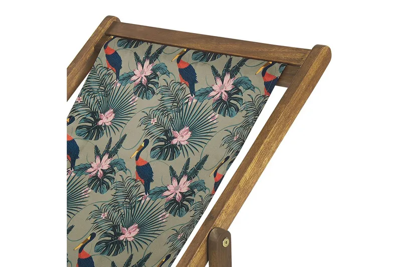 Solstol set om 2 Anzio - ljust trä/off-white pelikanmönster - Utemöbler - Utestolar & fåtöljer - Solstol