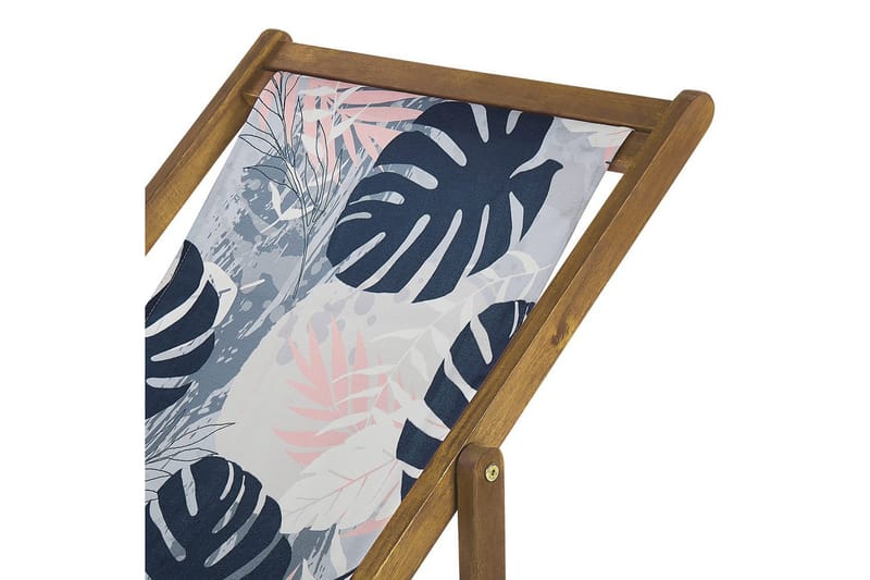 Solstol set om 2 Anzio - ljust trä/off-white/blå palmbladsmönster - Utemöbler - Utestolar & fåtöljer - Solstol