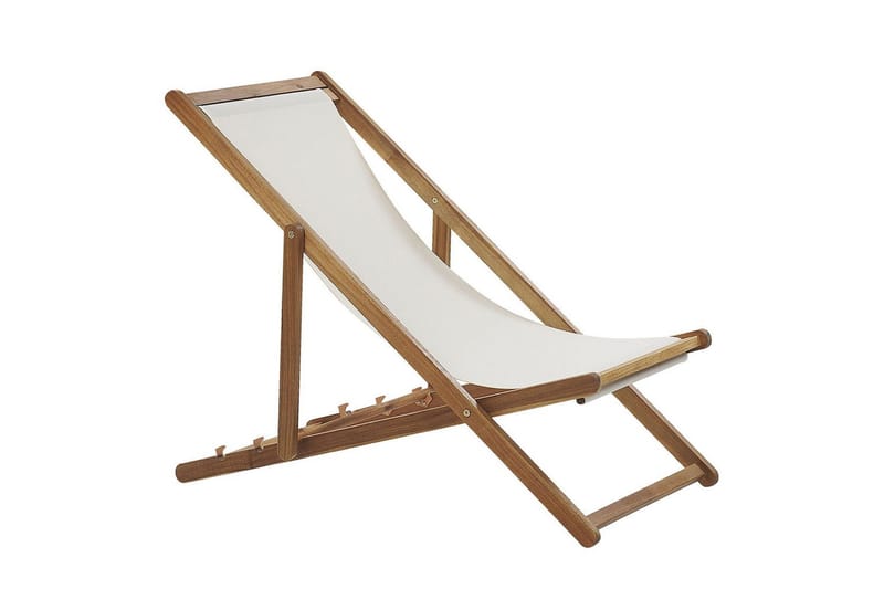 Solstol set om 2 Anzio - ljust trä/off-white/blå palmbladsmönster - Utemöbler - Utestolar & fåtöljer - Solstol