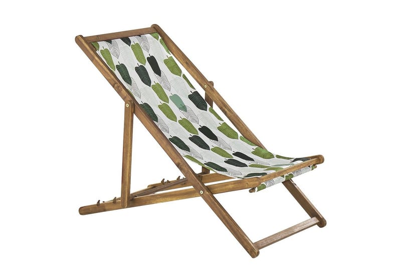 Solstol set om 2 Anzio - ljust trä/off-white/grön lövmönster - Utemöbler - Utestolar & fåtöljer - Solstol