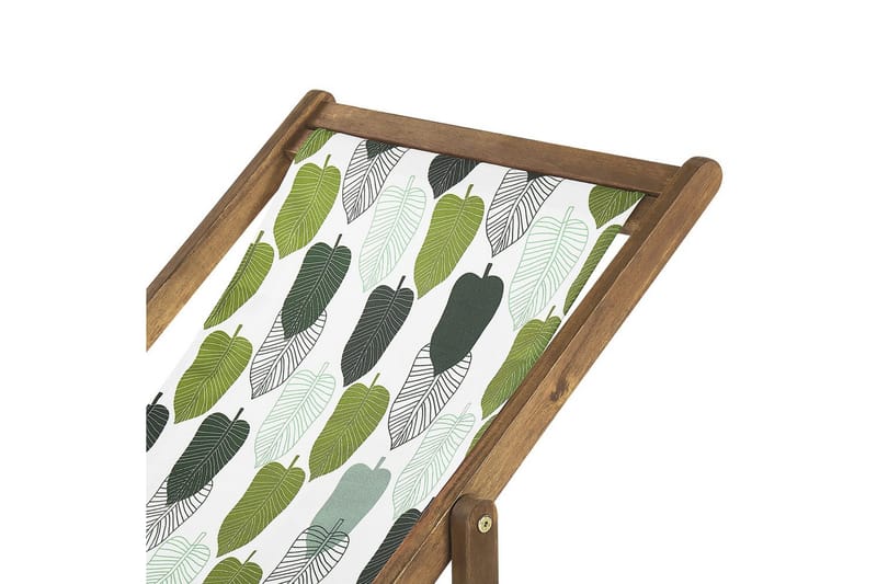 Solstol set om 2 Anzio - ljust trä/off-white/grön lövmönster - Utemöbler - Utestolar & fåtöljer - Solstol