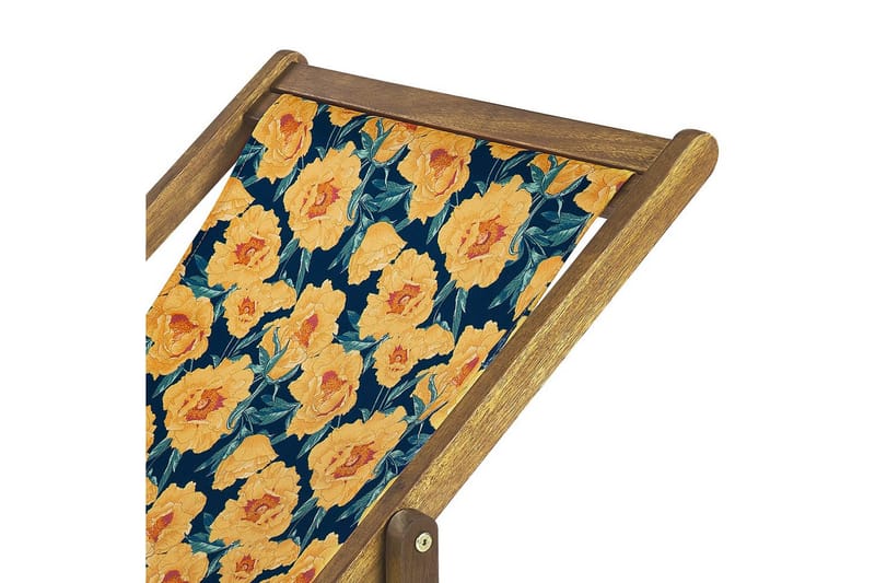 Solstol set om 2 Anzio - ljust trä/off-white/gul blommigt mönster - Utemöbler - Utestolar & fåtöljer - Solstol