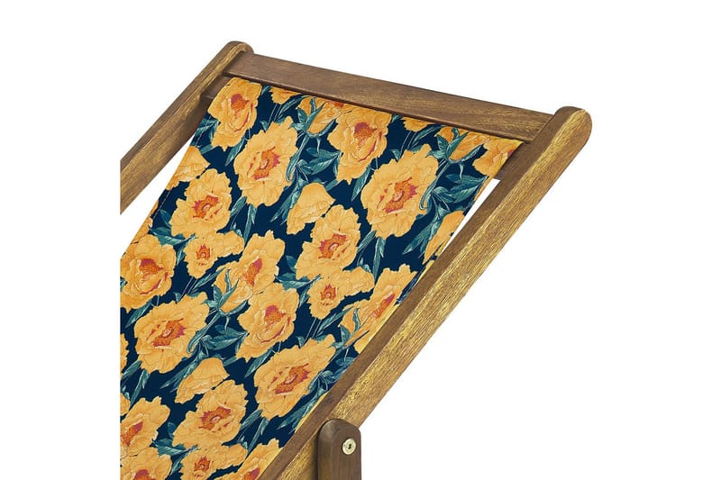 Solstol set om 2 Anzio - ljust trä/off-white/gul blommigt mönster - Utemöbler - Utestolar & fåtöljer - Solstol