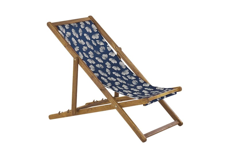 Solstol set om 2 Anzio - ljust trä/off-white/marinblå blommigt mönster - Utemöbler - Utestolar & fåtöljer - Solstol