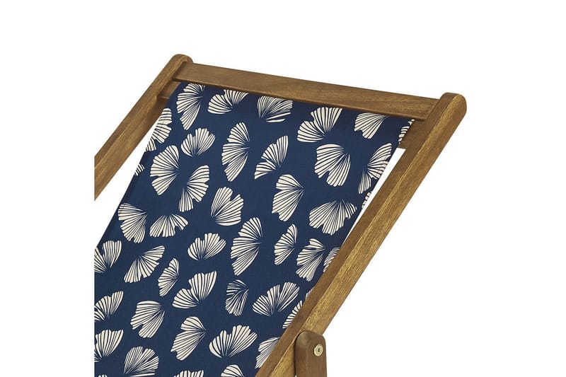 Solstol set om 2 Anzio - ljust trä/off-white/marinblå blommigt mönster - Utemöbler - Utestolar & fåtöljer - Solstol