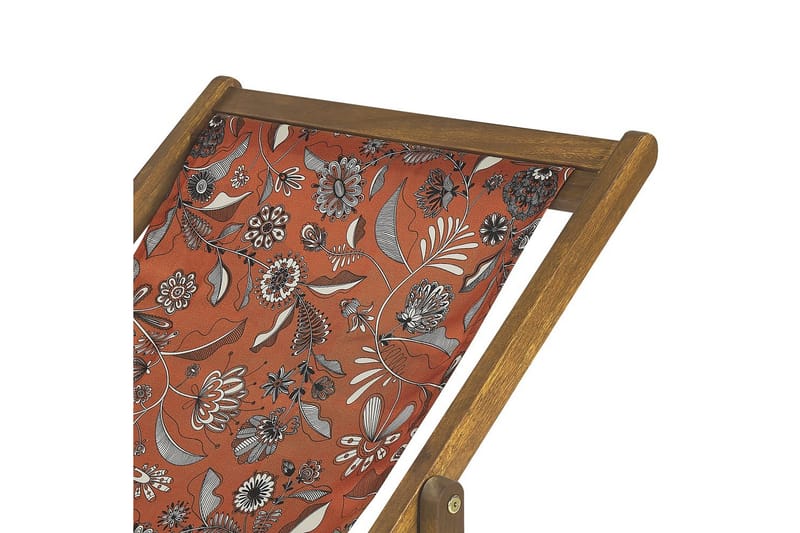 Solstol set om 2 Anzio - ljust trä/off-white/röd blommigt mönster - Utemöbler - Utestolar & fåtöljer - Solstol