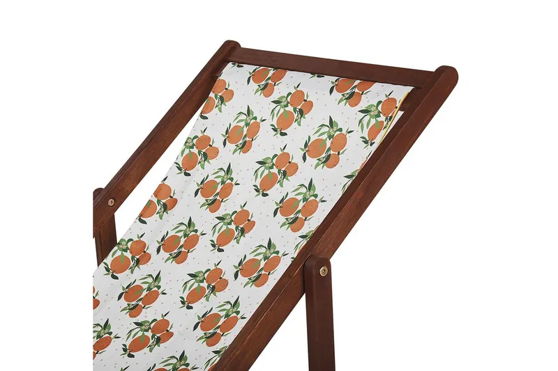Solstol set om 2 Anzio - mörkt trä/off-white/ apelsinmönster - Utemöbler - Utestolar & fåtöljer - Solstol
