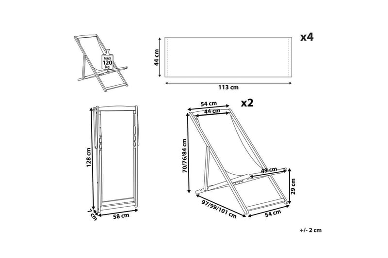 Solstol set om 2 Anzio - mörkt trä/off-white djurmönster - Utemöbler - Utestolar & fåtöljer - Solstol