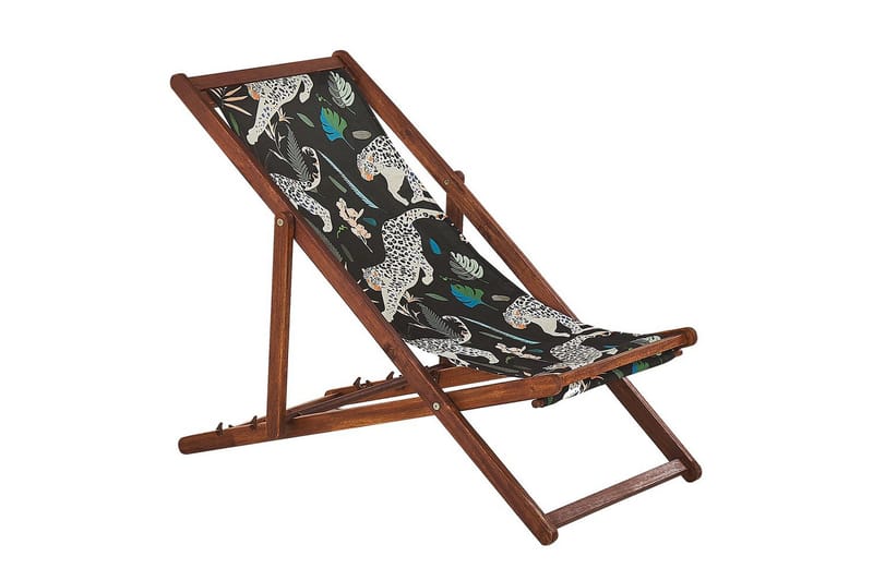 Solstol set om 2 Anzio - mörkt trä/off-white djurmönster - Utemöbler - Utestolar & fåtöljer - Solstol