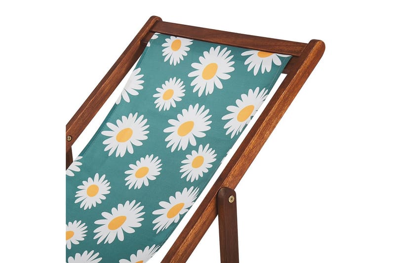 Solstol set om 2 Anzio - mörkt trä/off-white kamomillmönster - Utemöbler - Utestolar & fåtöljer - Solstol