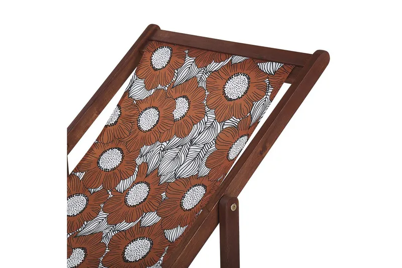 Solstol set om 2 Anzio - mörkt trä/off-white vallmomönster - Utemöbler - Utestolar & fåtöljer - Solstol