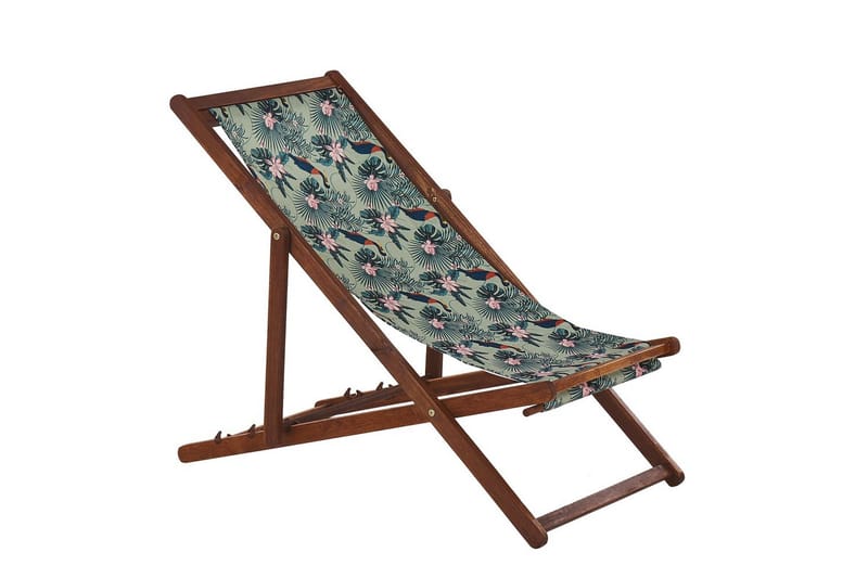 Solstol set om 2 Anzio - mörkt trä/off-white pelikanmönster - Utemöbler - Utestolar & fåtöljer - Solstol