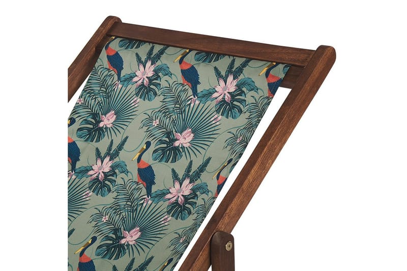 Solstol set om 2 Anzio - mörkt trä/off-white pelikanmönster - Utemöbler - Utestolar & fåtöljer - Solstol