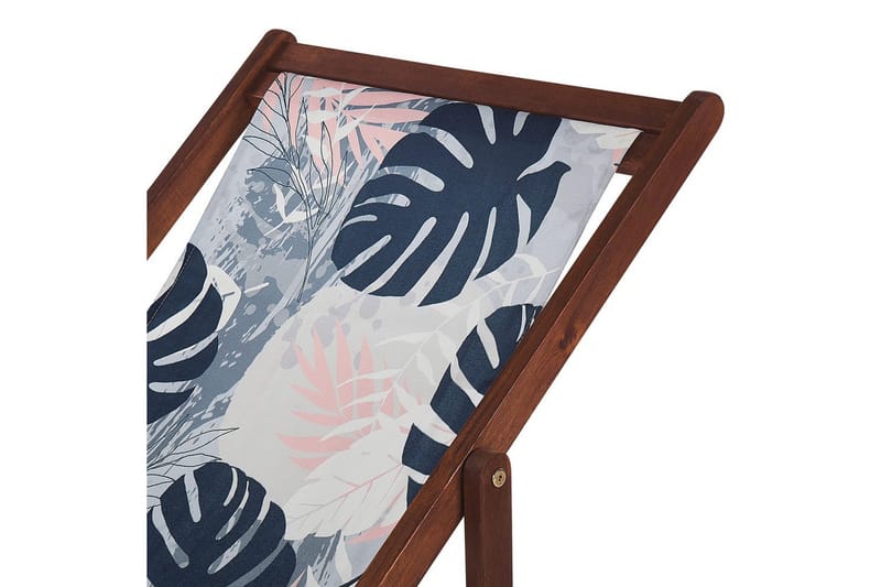 Solstol set om 2 Anzio - mörkt trä/off-white/blå palmbladsmönster - Utemöbler - Utestolar & fåtöljer - Solstol