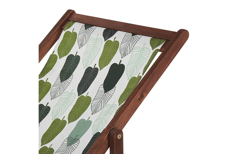 Solstol set om 2 Anzio - mörkt trä/off-white/grön lövmönster - Utemöbler - Utestolar & fåtöljer - Solstol