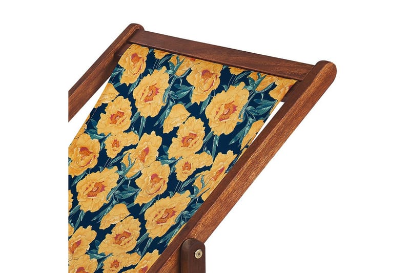 Solstol set om 2 Anzio - mörkt trä/off-white/guk blommigt mönster - Utemöbler - Utestolar & fåtöljer - Solstol