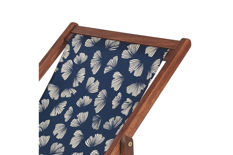 Solstol set om 2 Anzio - mörkt trä/off-white/marinblå blommigt mönster - Utemöbler - Utestolar & fåtöljer - Solstol