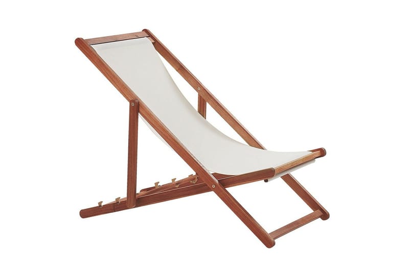 Solstol set om 2 Anzio - mörkt trä/off-white/röd blommigt mönster - Utemöbler - Utestolar & fåtöljer - Solstol