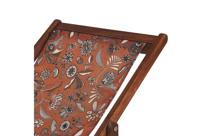 Solstol set om 2 Anzio - mörkt trä/off-white/röd blommigt mönster - Utemöbler - Utestolar & fåtöljer - Solstol