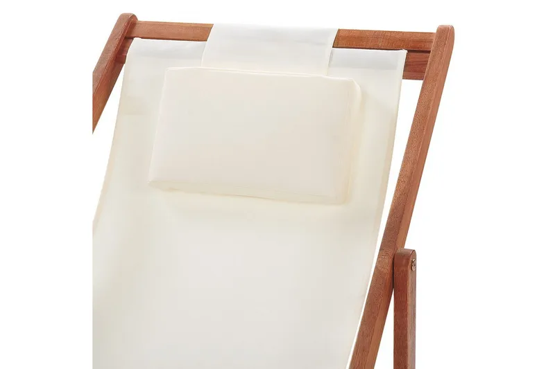 Solstol set om 2 Avellino - Vit, mörkt trä, flerfärgad - Utemöbler - Utestolar & fåtöljer - Solstol