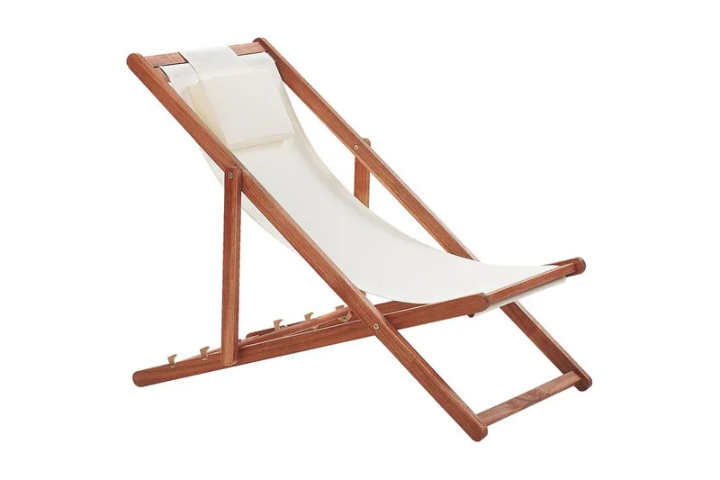 Solstol set om 2 Avellino - Vit, mörkt trä, flerfärgad - Utemöbler - Utestolar & fåtöljer - Solstol