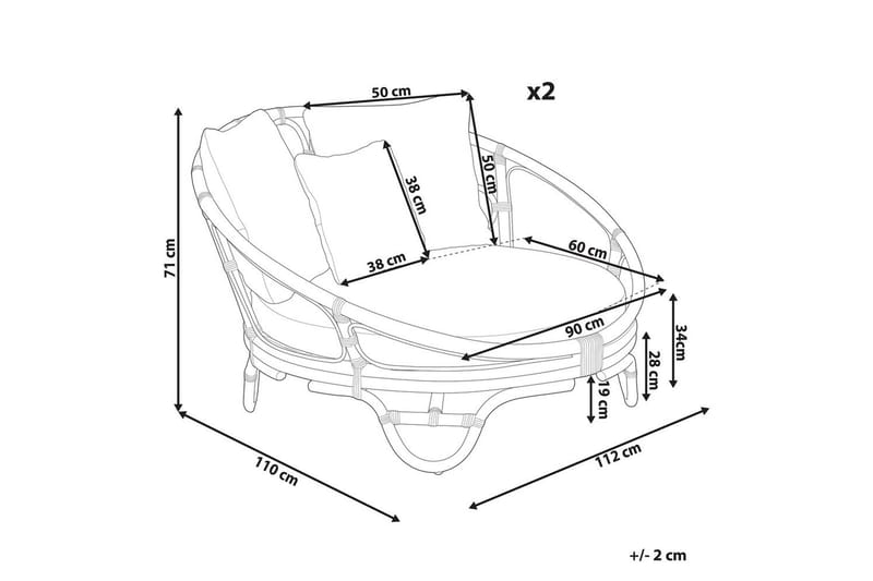 Solstol set om 2 Rossano - Naturligt, beige - Utemöbler - Utestolar & fåtöljer - Utefåtöljer & loungefåtöljer