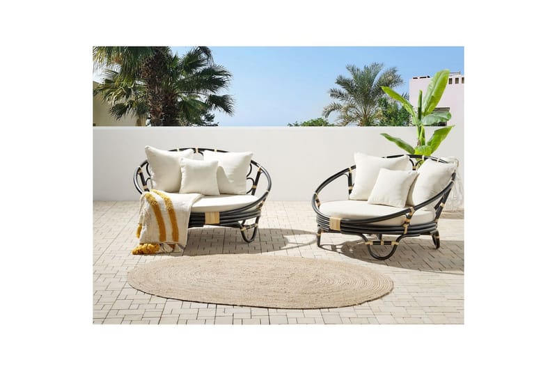 Solstol set om 2 Rossano - Svart, beige - Utemöbler - Utestolar & fåtöljer - Utefåtöljer & loungefåtöljer