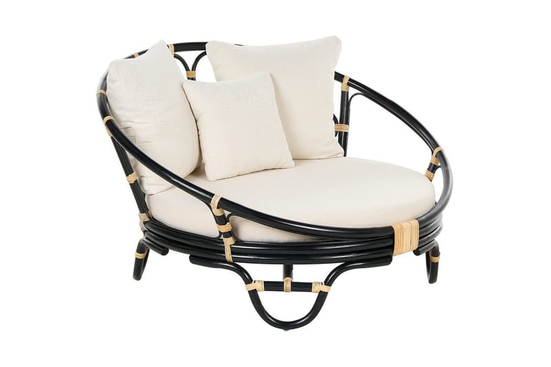 Solstol set om 2 Rossano - Svart, beige - Utemöbler - Utestolar & fåtöljer - Utefåtöljer & loungefåtöljer
